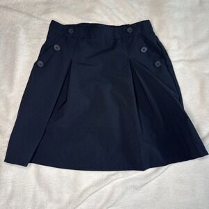 Nautica School Uniform Navy Pleated Skort Size 14 Regular Girls Button Detail
